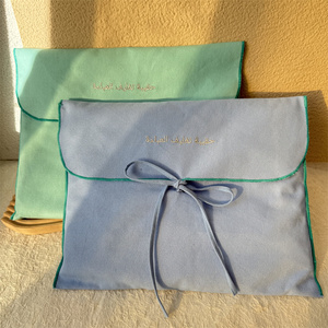 Custom 12oz Cotton <b>Envelope</b> Pouch Ribbon Tie Closure Embroidered Logo for Clothes Shoes Handbags-for <b>Gift</b> Packing Flap Sealing - Product Image 2
