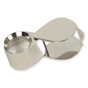Loupe de Bijoutier Ovale Entièrement Métallique 10x 21mm S-136, Loupe de Poche à Grande Vision en Verre Optique, Outil d'Identification des Diamants et des Pierres Précieuses - Product Image 1