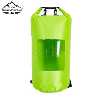 Sac seau de grande capacité personnalisé en stock 10L bâche en PVC avec fenêtre transparente sac à dos de stockage à sec étanche