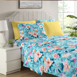 Ensemble de draps plats de haute qualité, 6 pièces, couleur vive, prix bas, avec 4 taies d'oreiller - Product Image 1