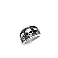 Bague Crâne Rétro en Acier Inoxydable pour Hommes, Finition Vieillie, Style Gothique Biker Punk, Tailles 8 9 10 11 12 13, Vente en Gros de Bijoux