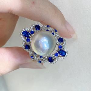 แหวนมุกแท้สีขาว ขนาด 13-14 มม. แบบไมโครเพฟ ไร้ตำหนิ ดีไซน์หลากหลาย สินค้าใหม่ประจำฤดูใบไม้ผลิ-ฤดูร้อน แถมฟรีแหวนแฟชั่น - Product Image 3