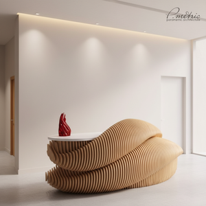 Bancone <span class=keywords><strong>Reception</strong></span> <span class=keywords><strong>per</strong></span> Hotel su Misura di Forma Irregolare, Arredamento Moderno in Legno Massello |   Banchi <span class=keywords><strong>Reception</strong></span> Parametrici <span class=keywords><strong>per</strong></span> Uffici Vendite - Product Image 3