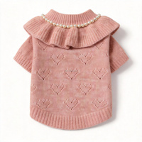 Pull de luxe en chinchilla à découpe cœur, col à volants, perles, pour animaux de compagnie, vêtements mignons, petites et moyennes tailles, en coton, hiver, Halloween, printemps