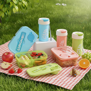 <span class=keywords><strong>Set</strong></span> Contenitore <span class=keywords><strong>per</strong></span> <span class=keywords><strong>Pranzo</strong></span> e Bottiglia d'Acqua in Plastica Trasparente da 950ML Senza BPA, Ermetico e Portatile <span class=keywords><strong>per</strong></span> Attività all'Aperto - Product Image 1