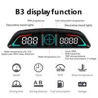 B3 Car HUD OBD2 Head up Display Nuevo tipo Velocímetro con velocidad del vehículo, RPM del motor, temperatura del agua, consumo de combustible, reloj