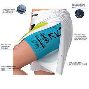 Shorts de combat MMA pour hommes avec doublure intérieure, fente haute, conception double couche, séchage rapide, coutures renforcées pour l'entraînement et le sparring - Product Image 6