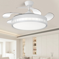 Ventilateur de plafond en plastique à moteur CC avec télécommande pliable, avec lustre et refroidissement par air, ventilateur de plafond suspendu