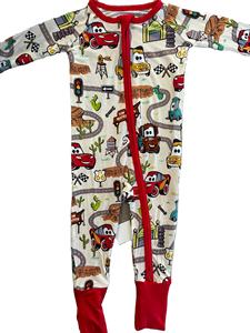 Desain Klasik bambu spandeks mobil pola lengan panjang balita bayi ritsleting untuk anak laki-laki - Product Image 2