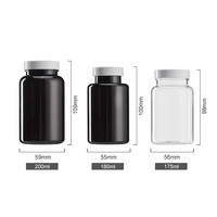 Bouteille en plastique PET de qualité alimentaire 175 ml 180 ml 200 ml Contenant pour pilules de vitamines avec couvercle à vis blanc pour compléments alimentaires