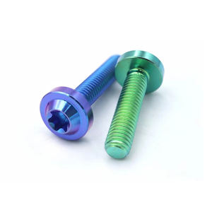 M6 M8 M10 رأس قرص التيتانيوم مسامير بأكسيد التصنيع باستخدام الحاسب الآلي المكسرات ومسامير التيتانيوم الخام <span class=keywords><strong>Gr5</strong></span> البراغي والتيتانيوم للدراجات النارية - Product Image 2