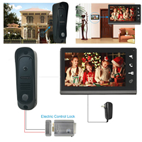 Sistem Interkom Bel Pintu Video Berkabel 4 Kabel dengan Kamera RFID Unlock, Layar 7 Inci, Penglihatan Malam, Telepon Pintu Apartemen