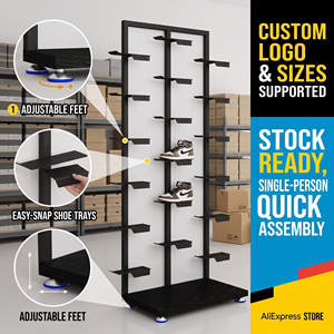 Modernes, maßgeschneidertes, umweltfreundliches, rostfreies, wasserbeständiges, galvanisiertes Wand- oder freistehendes Sneaker-<span class=keywords><strong>Display</strong></span>-Regal 1 - Product Image 5