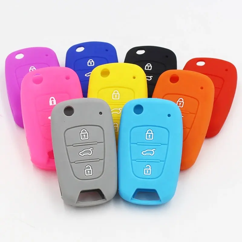 Fit For Hyundai 4 Buttons Silicone Rubber Remote Car Key Covers Key Jacket