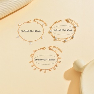 Adornos de fútbol para mujer Europa/Estados Unidos, tobillera de playa de verano transfronteriza, colgante de estrella multicapa, tobillera de diamantes de imitación - Product Image 4