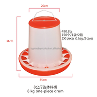 Nouvelle mangeoire à volaille en plastique robuste avec poignée, distributeur automatique de poulet monobloc pour poulailler de jardin, rouge et blanc, garantie 1 an