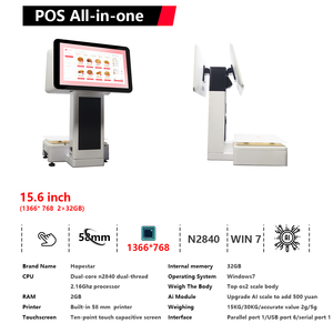 15.6" <b>Touch</b> <b>Screen</b> <b>PC</b> Cash Register Machine Billing Systems Software Terminal With Scale Printer D7 Dual <b>Screen</b> P - Product Image 2