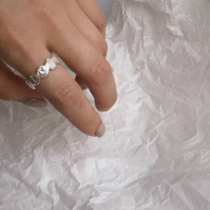 <b>Sterling</b> <b>Silver</b> Textured Stackable <b>Ring</b> Geometric Design <b>Adjustable</b> Opening Everyday Wear Unisex Jewelry - Product Image 3