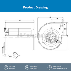 Ventilador Centrífugo de Doble Entrada para Gabinete Inverter D2E146-AP47-02, 230 VCA, 300 W, 2050 RPM, 1.31 A, Rodamiento de Bolas OEM, Equipo Médico - Product Image 4