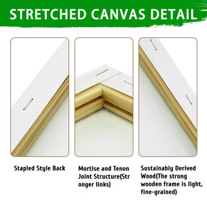 Marco de lienzo artístico en blanco de 20x30 pulgadas personalizado al por mayor, suministros de arte lienzo estirado imprimado triple de algodón de 280g para pintar - Product Image 4