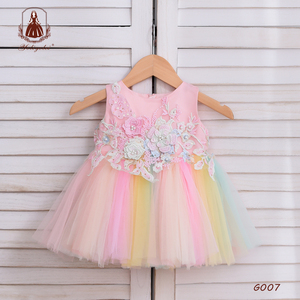 2020 Summer Baby Embroidered Clothes <strong>Rainbow</strong> Sleeveless Party Wear Applique Kid Children Birthday <strong>Girl</strong> <strong>Dress</strong> - Product Image 1