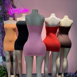 Comeluckin Seksi Yazlık Günlük Butik Yüksek Kaliteli Vücudu Saran <span class=keywords><strong>Mini</strong></span> Elbise Parti Kulüp Straplez Doğal Dijital Baskılı Dokuma Elbise - Product Image 2