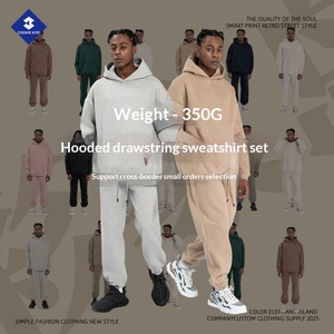 Conjunto de Sudadera con Capucha Oversize Estilo Americano Vintage de Poliéster/Algodón con Forro Térmico de Forro Polar, Holgado, Estilo Urbano Chic, Colección Otoño/Invierno 2025 - Product Image 3