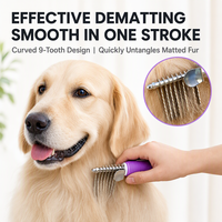 Brosse démêlante pour chiens et chats avec lames de sécurité en acier – Peigne métallique pour démêler les poils emmêlés ou noués sous le pelage