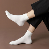 Chaussettes d'été mi-mollet pour hommes OEM Elite 100% Coton, Blanc uni, Noir, avec maille personnalisée sur la semelle, style décontracté