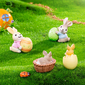 <span class=keywords><strong>Mini</strong></span> Figuras de Conejitos de Pascua de Resina, Miniatura de Conejo, Adorno Familiar de Conejitos de Pascua - Product Image 2