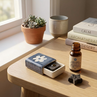 Diffuseur d'huiles essentielles en céramique, ensemble rectangulaire avec pierres de lave, décoration parfumée pour la maison