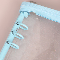 Portefeuille à 6 anneaux en PVC transparent à paillettes avec logo personnalisé, format A6, pour organiser l'argent, les cartes et collectionner des photos, idéal pour les filles.