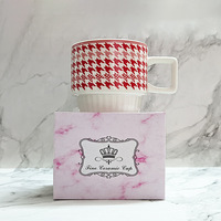 Tasse en céramique design pied-de-poule moderne Tasse à café souvenir et tasse à eau pour les fêtes-Petits objets Cadeau d'anniversaire pour les couples
