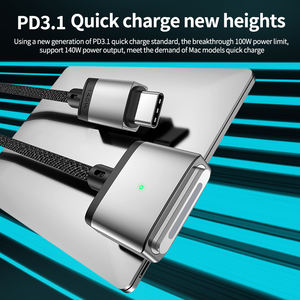 Nouvelle tendance <span class=keywords><strong>USB</strong></span> <span class=keywords><strong>C</strong></span> vers <span class=keywords><strong>c</strong></span>âble magnétique 3 140W charge sûre Pd3.1 <span class=keywords><strong>c</strong></span>âble de Charge rapide 2m <span class=keywords><strong>c</strong></span>âble de charge magnétique en Nylon type-<span class=keywords><strong>c</strong></span> pour Mac - Product Image 4