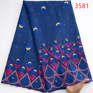 Tissu en dentelle <span class=keywords><strong>de</strong></span> coton africain avec broderie <span class=keywords><strong>de</strong></span> pierres et motifs floraux 2023, 5 yards, tissu en dentelle <span class=keywords><strong>suisse</strong></span> pour robes <span class=keywords><strong>de</strong></span> soirée femme, à coudre 3281 - Product Image 6