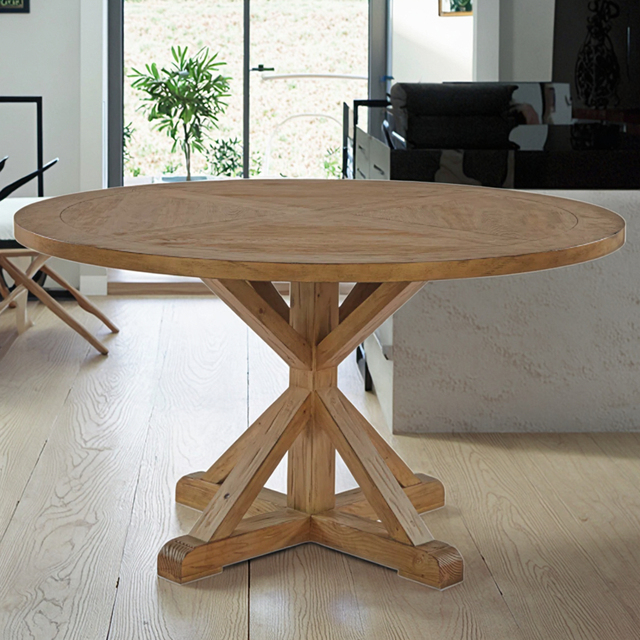 Modern Handmade Solid Pine Dining Table Stable Metal Legs 4-Seater for Home Apartment Hotel Villa Use Dining Room Furniture