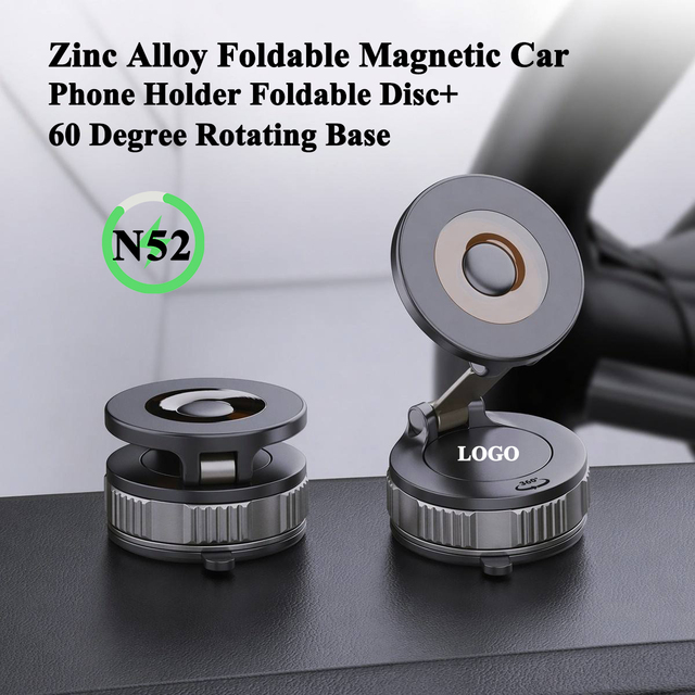 Custom Logo Foldable Disc Magnetic Car Mount with 360 Degree Rotating Base, Compact Magnetic Car Phone Holder for Dashboard Desk