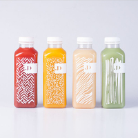 Bouteilles PET Vides Carrées pour Jus avec Logo Personnalisé, Qualité Alimentaire, 250ml 350ml 500ml 1000ml, et Couvercle Antivol pour Emballage de Boissons