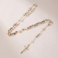 Collier de chapelet catholique plaqué or, imitation perle, anneau de chapelet pour le doigt avec zircon, chapelet parfumé à la rose