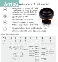 Interrupteur à bouton-poussoir étanche TOOWEI à fil rond autobloquant IP67 12 mm