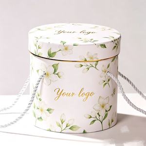 Custom Round Paper Tube Gift <b>Box</b> With Floral Design Gold Foil Logo Recyclable Craft Packaging - Product Image 3