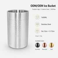 ODM OEM Logo Kustom 1.6L Ember Es Baja Tahan Karat Berpalu Dinding Ganda Terisolasi Pendingin Anggur Sampanye untuk Hotel Bar