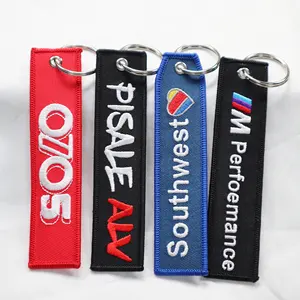Personalized Custom Jet Tag Logo Embroidery Key Chain Fabric Promotional Gifts Style Key chain/Key Ring