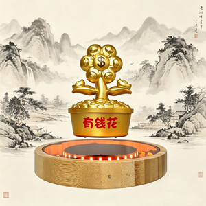 HCNT Magnetic Levitating Golden Money Flower Tree <b>LED</b> Night <b>Light</b> With Warm White Glow Round Base Modern Design For Home Decor - Product Image 5