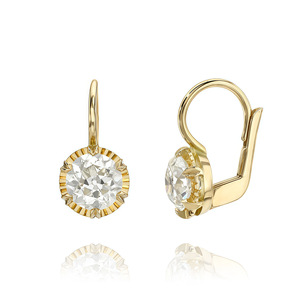 Boucles d'oreilles pendantes à levier en moissanite 2 carats couleur D VVS1, bordure pièce de monnaie, en argent sterling 925 plaqué or 18 carats, bijoux esthétique Old Money - Product Image 2