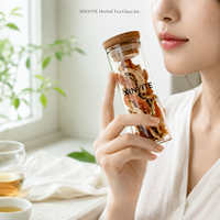 Stoples Tabung Kaca dengan Tutup Gabus Kayu, Botol Kaca Bening untuk Bunga Kering, Teh Herbal, Rempah-rempah, Wadah Makanan Dapur