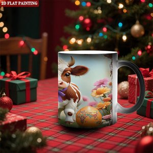 Tasse magique 11oz en céramique noire givrée, changeant de couleur à la chaleur, pour thé et café, camping, voyage, portable - Product Image 1