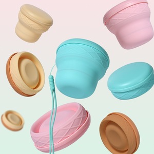 200ml Fun Ice Cream Cone Collapsible Silicone <b>Cup</b> <b>with</b> Direct Drinking <b>Lid</b> Leak-Proof & Eco-Friendly - Product Image 1