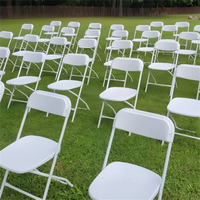 Vente en gros de chaises pliantes blanches Americana d'une capacité de 800 lbs Conception populaire en plastique métallique empilable pour les événements de fête en plein air d'hôtel