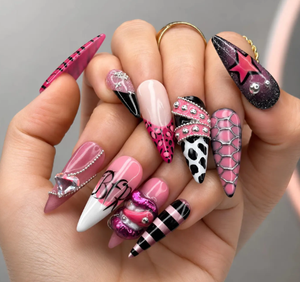 <span class=keywords><strong>Uñas</strong></span> Postizas Cuadradas con Diseño de Mariposa Rosa y Negra Estilo Y2K, <span class=keywords><strong>Uñas</strong></span> Stiletto <span class=keywords><strong>Largas</strong></span> Hechas a Mano con Flores 3D, <span class=keywords><strong>Uñas</strong></span> Góticas para Salón de Belleza - Product Image 2